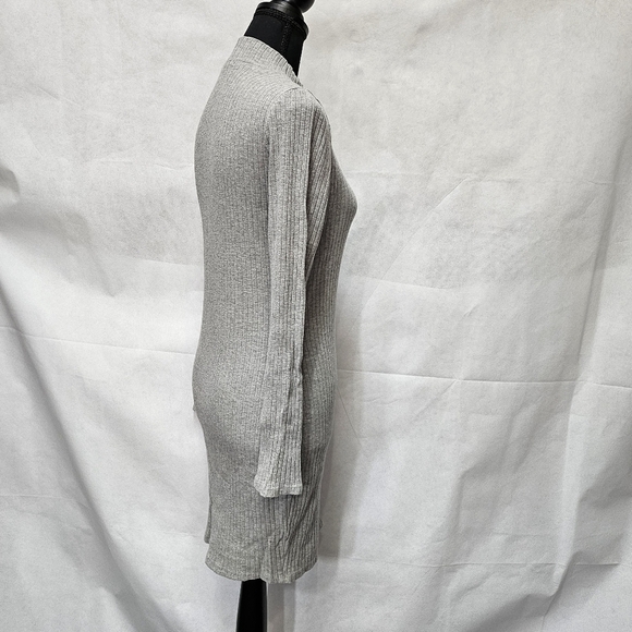 Heart & Hips Grey Ribbed Pencil Dress High Neck Size L - Picture 6 of 7